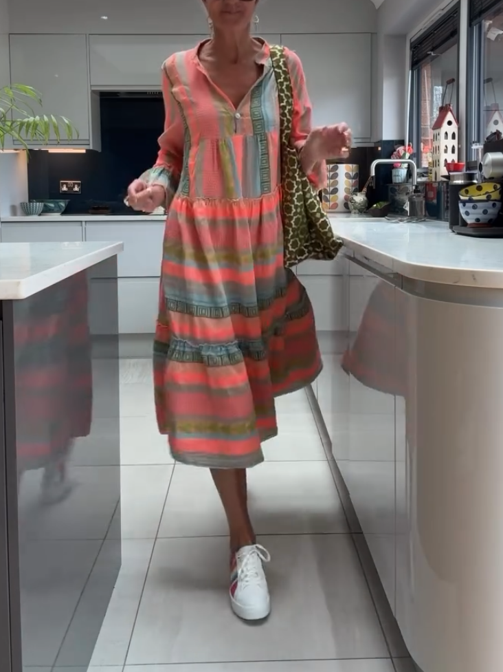 Elegant Casual Orange Print Dress