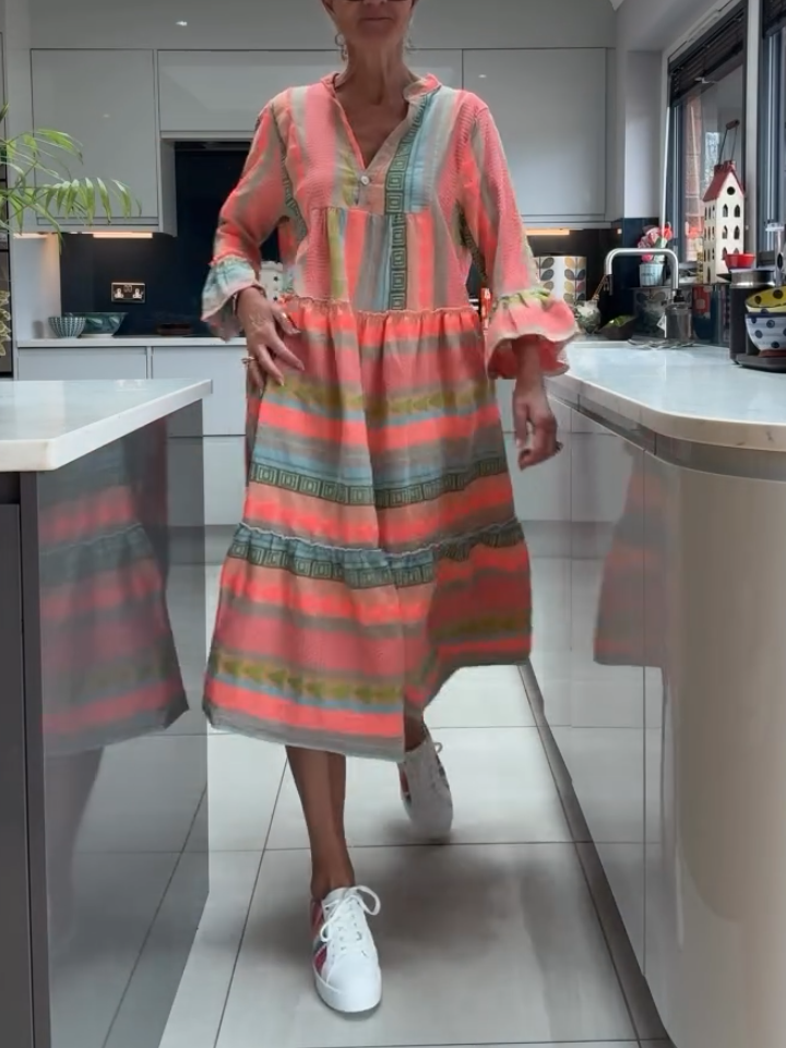 Elegant Casual Orange Print Dress
