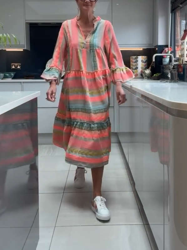 Elegant Casual Orange Print Dress