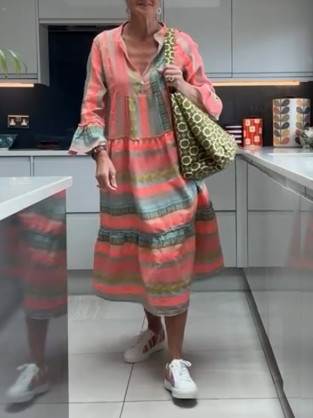 Elegant Casual Orange Print Dress