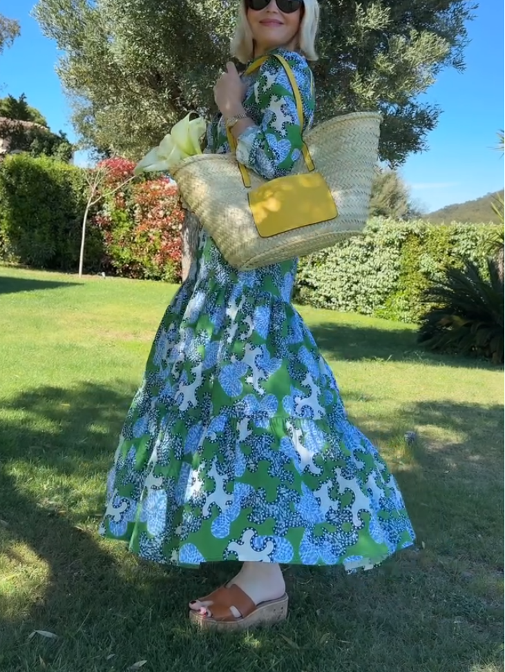 Green Print Shirt Dress